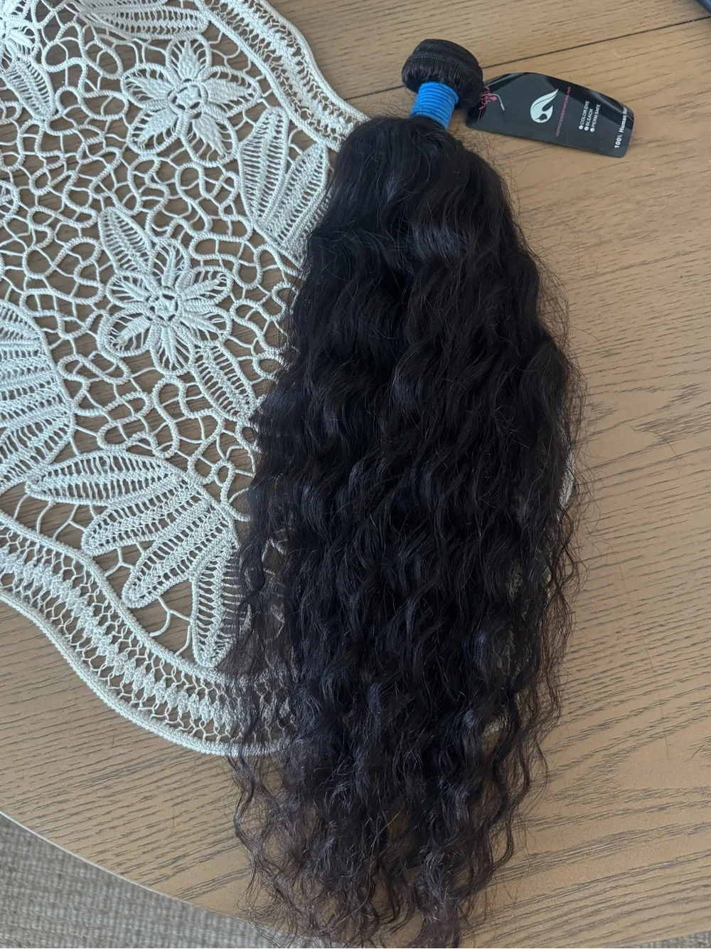 100% Human Hair Weft Extensions 24” 100g Black Natural Wavy